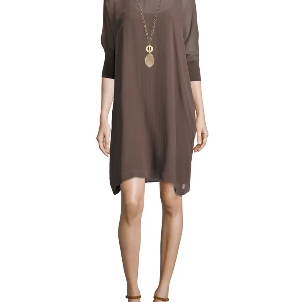 Like new! Eileen Fisher Silk Georgette Shift Dress w Silk lining